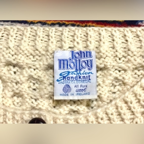 Vintage Men’s Large 100% Wool Handknit Donegal JOHN MOLLOY Irish Sweater - Picture 11 of 14